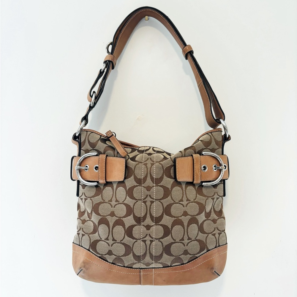 Authentic Coach Signature Soho Duffle Bag 3574 tan khaki w/ dust bag